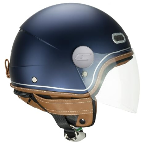 CGM Casco Abierto Pix Vintage de 191 V, Color Azul y Plateado Satinado, Largo, S (55 cm)