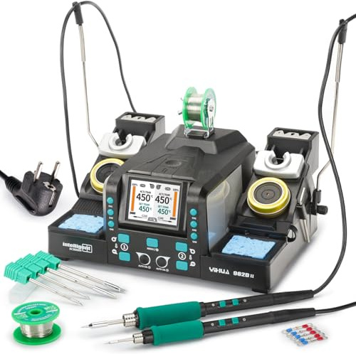 YIHUA 982D-II 2-IN-1 Station de Soudage de Précision Fer a Souder avec fer à souder de précision C210 et C245 Calibration Automatique, Écran Adaptatif Contrôle de Rapide Kit de microsoudure（EU Plug）