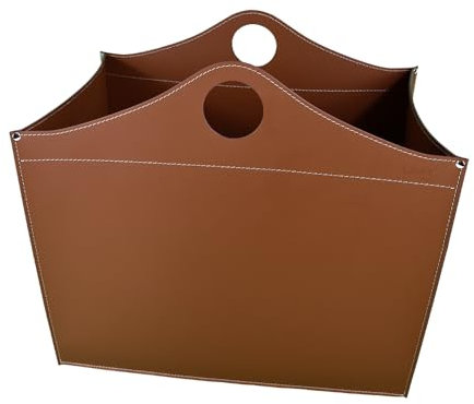 LIMAC Design WOODBAG Holzkorb aus Leder, moderne Brennholztasche, Originale Kaminholztasche, Kaminholzkorb, mit gummierten Rädern, Hergestellt in Italien. (Braun)