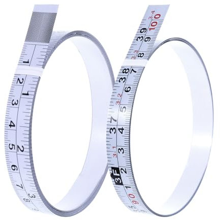 JJUNW 2 paquetes de cinta de medición autoadhesiva de 1/2 pulgadas, lectura de cinta de regla imperial y métrica de 100 cm o 39 pulgadas, pelar y pegar cinta métrica para carpintería, sierra, tablero