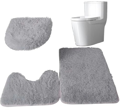 Juego de alfombras de baño Juego de alfombras de baño antideslizantes de 3 piezas Juego de alfombrillas de baño absorbentes con rectángulo en forma de U y en forma de O Alfombras de baño tradicionales