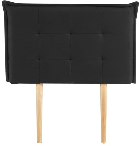 IDIMEX Kopfteil JALEYA mit Holzbeinen 90 cm in schwarz - gepolsterte Bettrückwand, Kopfende für Einzelbett, Headboard mit Stoffbezug