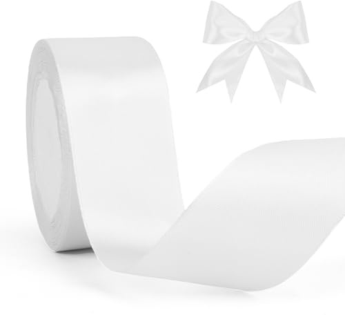 Geschenkband 40mm Satinband Weiss 23 Meters Schleifenband Weiß Für Geschenkverpackung Seidenband Geschenkbänder Für Hochzeitsdekoration Stoffband Für Basteln Haarbögen Satinbänder