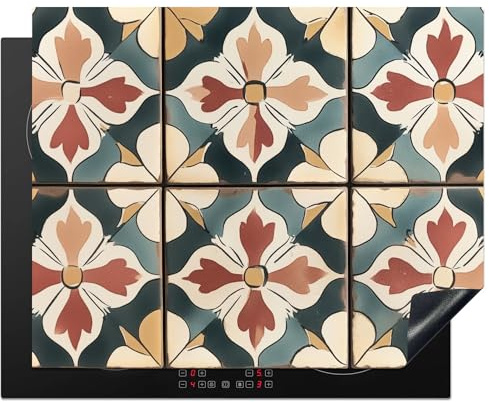 KitchenYeah© Protector Vitroceramica 65x52 cm Tapa para induccion Placa Encimera Cubre de Protectora Cocina Decoración - Azulejos - Español - Vintage