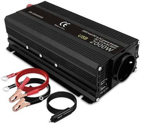 Onduleur Transformateur Convertisseur Puissance 12 V 220 V 500 W/1500 W/2000 W/2600 W/3000 W Prise UE Onduleur Automatique 12 V Transformateur Onduleur Solaire Voiture Convertisseur(12V 220V 2000W)