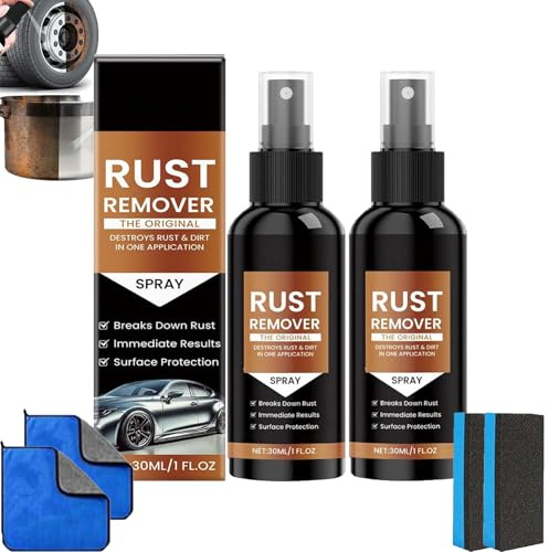 2PC RostlöSer Spray 30ml Rust Remover Spray, Rostentferner Metall, Rost Entfernen, Iron Powder Remover, Auto-Rostentfernungsspray, Rostentferner für Metall/Türschnalle/Auto/Fahrradkette