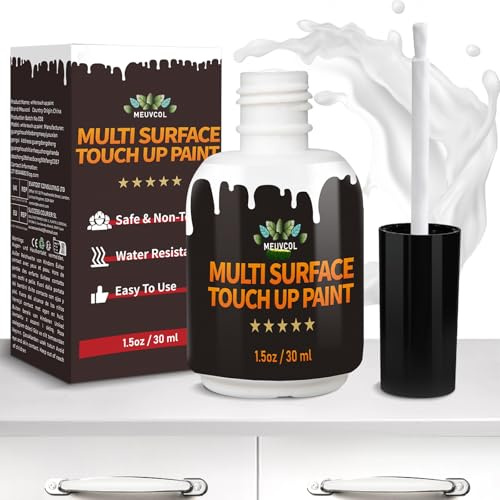 Meuvcol White Touch Up Paint, White Enamel Paint Pen For Scratches, Marks and Stains, Wall Ceilings & Wood, Furniture Touch Up Pen Tester For Appliances Bathtub Porcelain Shower
