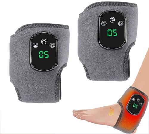 Masseur de pieds 3 en 1, vibration à 5 vitesses, support de cheville, stabilisateur de massage électrique de la cheville, thérapie par chaleur et compression, masseur de pieds