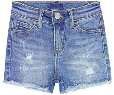 KIDSCOOL SPACE Mädchen Slim-Fit Jeansshorts, Einfaches Ripped-Design, Sommer-Halblange Jeanshose