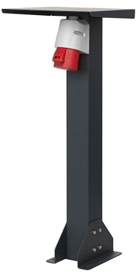 KREAINVENT Standfuß aus Aluminium mit außensteckdose. Hochwertiger Steckdosensäule. Steckdose für aussen mit standfuß (CEE 3F, 16A, 11kW)