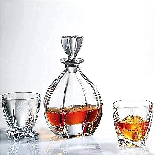 Decanter in vetro Set decanter per vino con dispenser in cristallo inciso Tappo in vetro soffiato a mano Regalo elegante per tavolo da pranzo