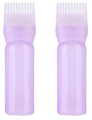 Hair Oil Applicator Bottle, 2 Pack Root Comb Applicator Bottle, Multifunctional Hairs Colour Brush Comb Bottles with Graduated Scale, Reusable Hairs Dye Applicators Brush Bottles Coloring Combs Tool