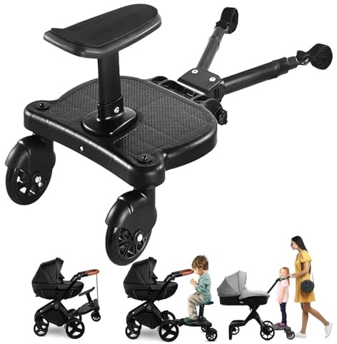 Tavola Universale Per Passeggini, Skateboard Per Passeggini 2 In 1 Regolabile, Accessori Per Passeggini Con Sedili Rimovibili Per Bambini Fino A 55 Libbre