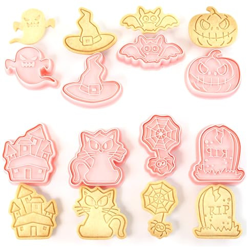 HABNI 8 Piezas Cortador Galletas Halloween,Moldes para Galletas Halloween,Cortadores de Galletas 3D,Moldes Galletas Infantiles,Moldes para Galletas,Juego de Cortadores de Galletas