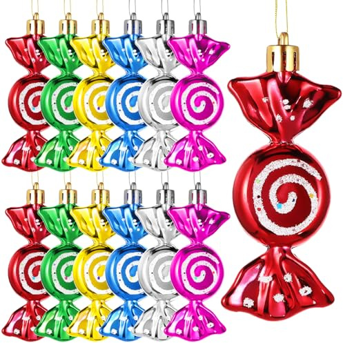 Weihnachtsbaum SüßIgkeiten Anhänger, 12pcs Christbaumschmuck Bonbon, Weihnachten SüßIgkeiten Deko, Weihnachtsbaum Deko Bonbons, Weihnachtsdekorationen, SüßIgkeitenkranz-Ornamente(B)