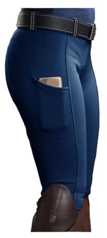 RUWLFE Dam häst racing ficka höftlyft ridning tights ridbyxa ridbyxor knäbyxor ridning leggings för kvinnor, BLÅ, L
