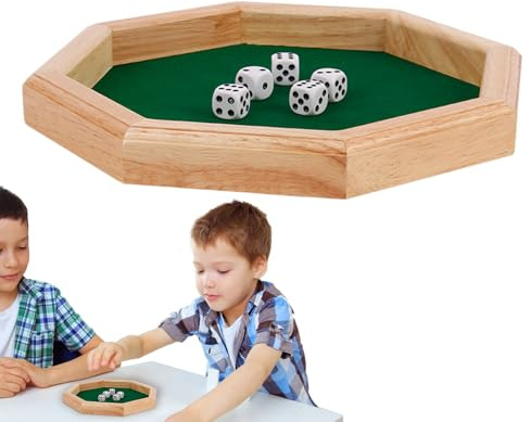 Würfelbrett aus Holz - Achteckiges Spielbrett aus Holz, Roll-Organizer, Familienunterhaltungsset, Party-Tischzubehör, leicht zu reinigendes Brett | Für RPG Brettspiele