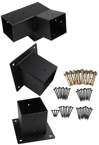Lawnoval Kit de montage mural pour pergola de toit incliné avec matériel de 10,2 x 10,2 cm pour porche et tonnelle, pour droitier noir