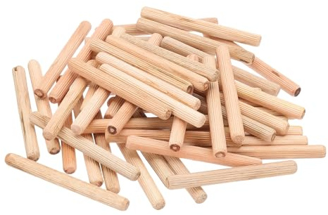 QUARKZMAN Clavijas De Madera 3/8 X 4 (10mm X 100mm) Barras Rectas De Clavija Clavijas Estriadas De Madera Para Manualidades Muebles DIY Madera Dura Contenido 50