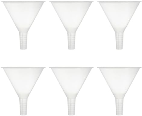 DEARMAMY 6 Stück Kunststoff Trichter 120mm Einweg Labortrichter für Flüssigkeiten Öl Kosmetik Leicht Vielseitig für Experimente und Küche