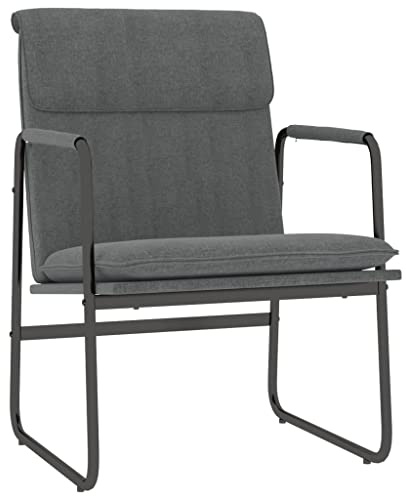 HFXHIJXQ Fauteuil lounge gris foncé, 55 x 64 x 80 cm, en tissu respirant et structure en métal, design moderne, robuste et durable, pour salon, chambre à coucher, bureau