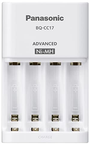 Panasonic BQ-CC17SBA eneloop Advanced Individual Battery Charger with 4 LED Charge Indicator Lights, White