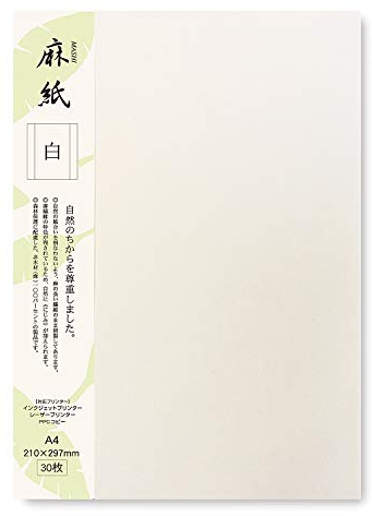 ONAO Japanskt rispapper utskrivbart A4-format papper (30 ark), multifunktions kopieringspapper för laser och bläckstråleskrivare, tillverkat i Japan, vit