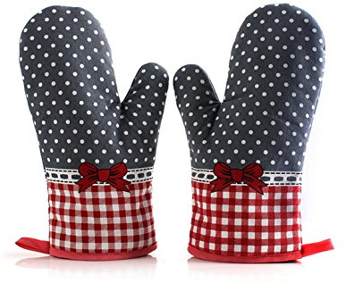 Grillhandschuhe feuerfest, Baumwolle-Topfhalter Topfhandschuhe zum Schutz der Hände Einheitsgröße im 2er-Set 28cm