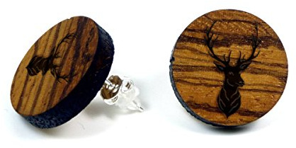 NaturSchatulle Holzohrringe Gravur Motive Holzschmuck Holz Ohrringe 925 Sterling Silber natürliche Ohrschmuck Ohrstecker Damen