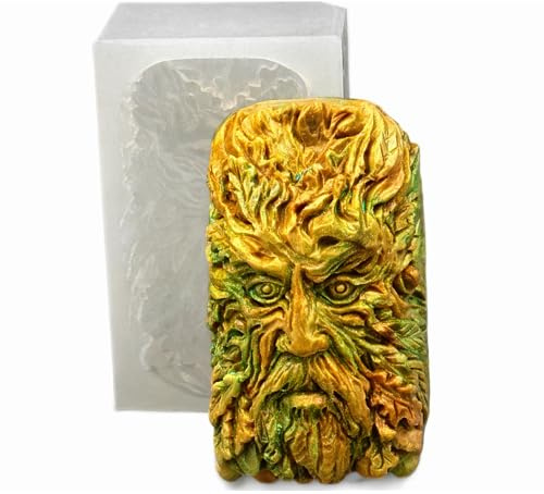 ARTCRAFTMOLDS Green Man Face Silicone Soap Mould – Detailed Nature Spirit Bar Mold for Handmade Soap & Resin