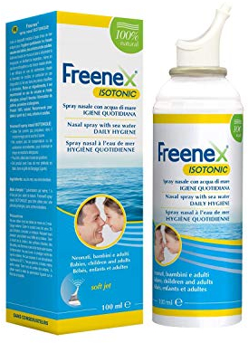 FREENEX Spray Nasale Acqua di Mare Isotonico. Per Lavaggi Nasali, Decongestionare le Vie Nasali e Reidratare le Mucose. Adatto a Neonati (2+ mesi), Bambini e Adulti.100 ml