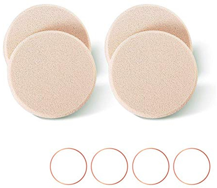 OWLFAVO 4pcs Round Makeup Sponges Supplement, Beauty Face Primer Compact Powder Puff, Blender Sponge Replacement for Cosmetic Flawless Foundation, Sensitive and All Skin Types