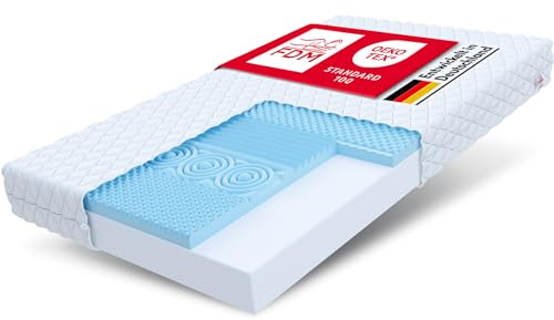 FDM BURGOSS Schaumstoffmatratze 90 x 200 cm Härtegrad H3 (Mittelhart) 12 cm Höhe Matratze Hochelastischer HR Komfortschaum Bezug Zweiseitig Abnehmbar Waschbar