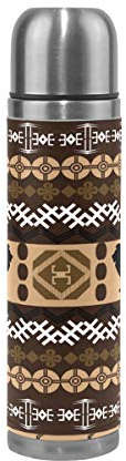 FANTAZIO Thermosflasche mit afrikanischer Grafik, Löwen-Hirsch-Design, Thermosflasche für heiße Flüssigkeiten