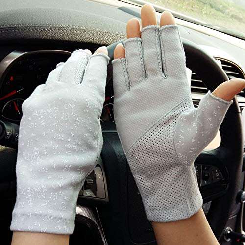 BXT Männer Halbfinger Fahrradhandschuhe Dünnen Radsport Baumwollhandschuhe Sport Gym Fitness Workout Fingerlose Anti-Rutsch Silikon Fingerlos Reiten Motorrad Handschuhe