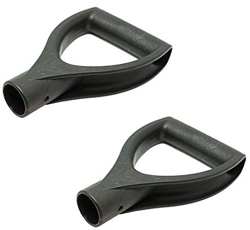 Pala con Impugnatura a D per Giardino Sostituzione Pala D Impugnatura Della Neve Paletta Manico di Plastica per Vanga Forcella Pala Prato Fattoria Vanga Accessori Diametro Interno 30mm Nero 2 Pezzi