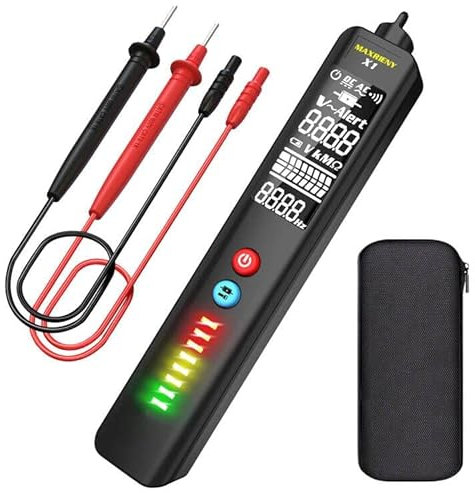 MAXRIENY Kontaktlös spänningstestare EBTN-skärm 3 linjer display DC spänningsdetektor AC elektrisk penna justerbar känslighet spänningsledare