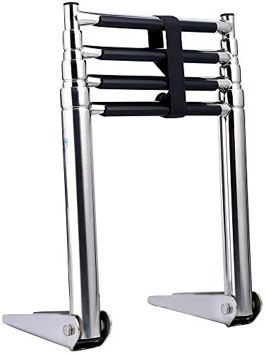 hzexun 2-4 Abschnitte 304 Edelstahl Marine Startleiter Badeleiter Decksleiter Faltteleskopleiter Rolltreppe Schnellboot (4 Sections)