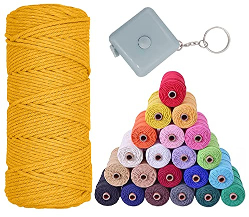VITSOLE Makramee Garn - 3mm x 100m/109Yards/328 Feet (28 Farben) 100% Baumwolle Makramee Baumwollgarn mit 4 Einfachdrehung & 1 Maßband für Wandbehänge DIY Handwerk