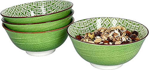 Ritzenhoff & Breker 4er Geschirrset Müslischüssel Lime Sao aus Porzellan mit 15,5 cm Ø und 7,2 cm Höhe I Bunte Schalen für diverse Snacks und Antipasti I Spülmaschinenfest