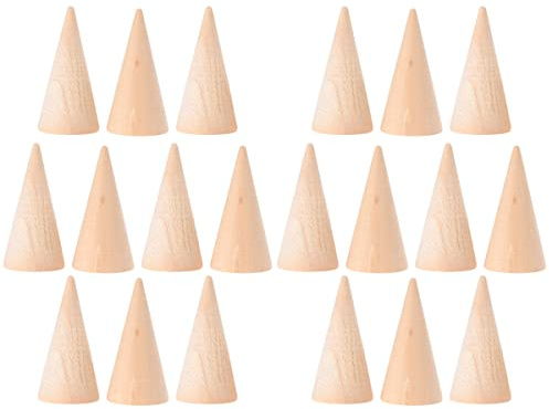 EXCEART Holzkegel Ringkegel Ringständer DIY Basteln: Höhe 5 cm Basteln Rohlinge 20 Stück Mini Weihnachtsbaum Modellierung Handwerk Schulprojekte Weihnachten Party Dekoration