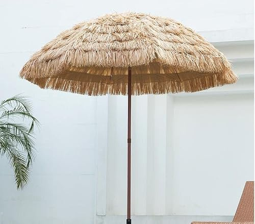 2.4M/3M Sonnenschirm aus Bast Hawaii Natur Hula Gartenschirm Strandschirm Bastschirm für Balkon Patio Outdoor Strand Urlaub Sonnenschutz (Farbe : 240CM/7.8FT)