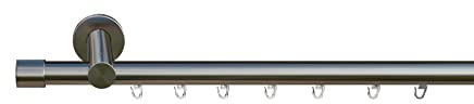 tilldekor Innenlauf Gardinenstange nach Maß, Andrax 1-läufig, edelstahl-optik, 20mm Durchmesser, auf Maß gefertigt, 180 cm, inkl. Trägern und Endstücken