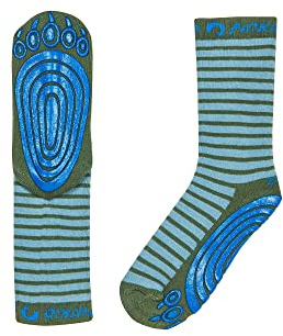 Finkid Tapsut Gestreift-Blau, Kinder Freizeitsocken, Größe EU 31-34 - Farbe Smoke Blue - Bronze Green