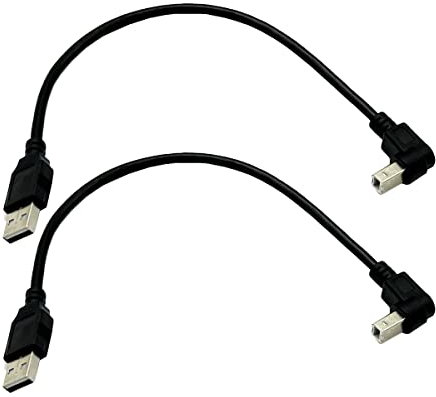 Seadream 2Pack USB 2.0 Angled Printer Cable, 30cm, Male to Male, Supports 480Mbps Data Transfer, Compatible with PC/MAC, Printers, Scanners