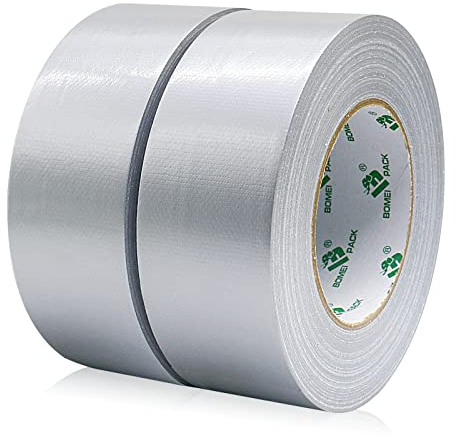 BOMEI PACK Nastro Adesivo Americano, Nastro telato rinforzato per riparazioni o decorazioni, Nastro americano impermeabile per tubature, scarichi e condotti, rotolo 2Pz 50mm x 30yards (GRIGIO)
