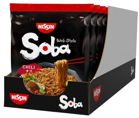 NISSIN Soba Wok Style Chilli Flavoured Instant Noodles, 111 g Packet (Pack of 9)