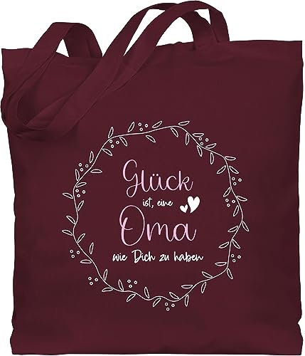 Shirtracer Baumwolltasche - Taschen - Glück ist, eine Oma wie Dich zu haben Kranz - Unisize - Bordeauxrot - geschenke gifts for grandmas weimachtsgeschenke größte tasche geschenk omi omas ist beutel