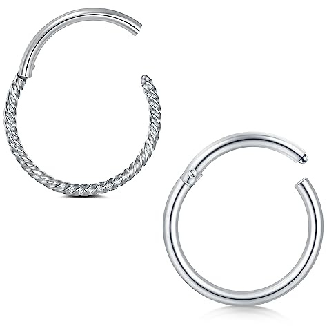 Briana Williams 18g 20g Piercing Anello Naso Septum Acciaio Chirurgico 8mm Orecchini Piercing per Labbra Setto Nasale