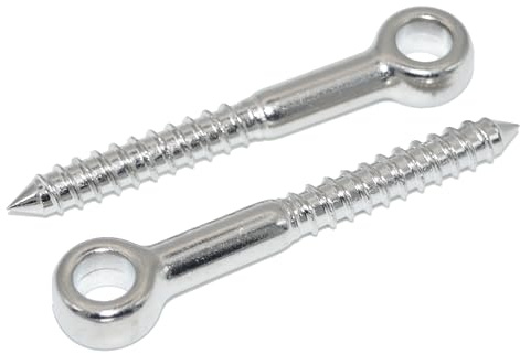 Nirosta, AISI 316 - Pernos de Anclaje, Pernos de Ojo con Rosca para Madera (10 x 100, 4 unidades, acero inoxidable A4, rosca para madera)